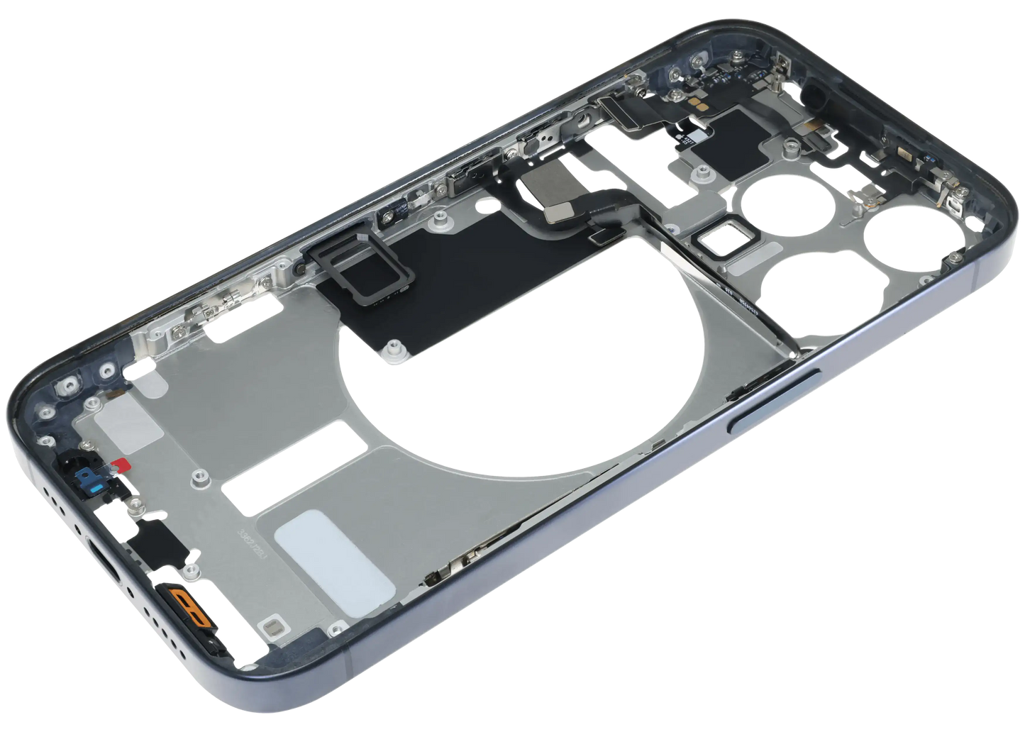 Mid-Frame Housing W/ Small Parts For iPhone 15 Pro (EU / Global Version) (Used OEM Pull: Grade C) (Blue Titanium)