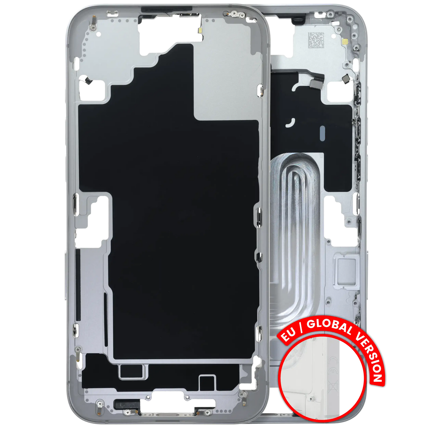 Mid-Frame Housing W/ Small Parts For iPhone 16 Plus (EU / Global Version) (Used OEM Pull: Grade C) (White)