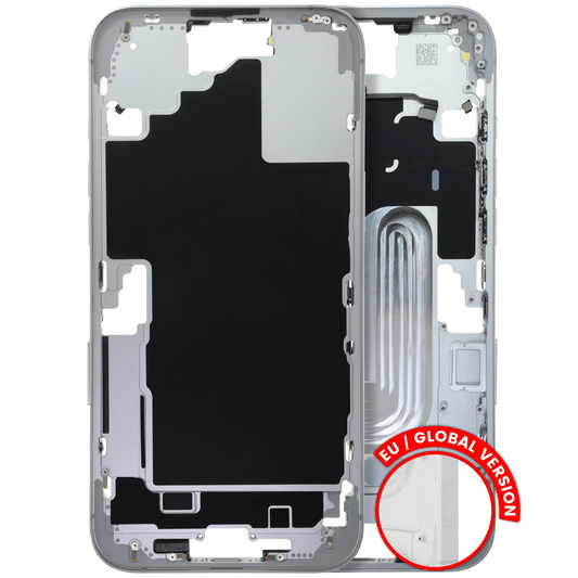 Mid-Frame Housing W/ Small Parts For iPhone 16 Plus (EU / Global Version) (Used OEM Pull: Grade C) (White)