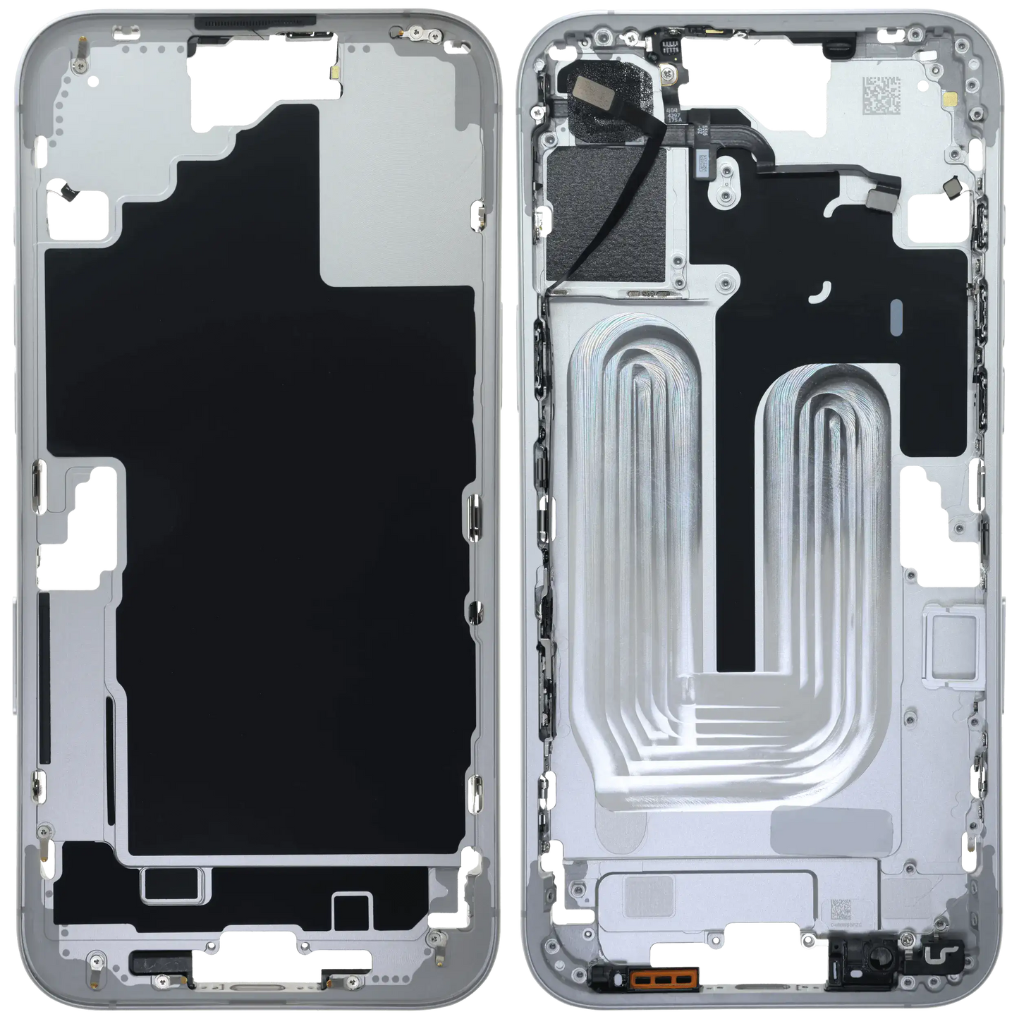 Mid-Frame Housing W/ Small Parts For iPhone 16 Plus (EU / Global Version) (Used OEM Pull: Grade C) (White)