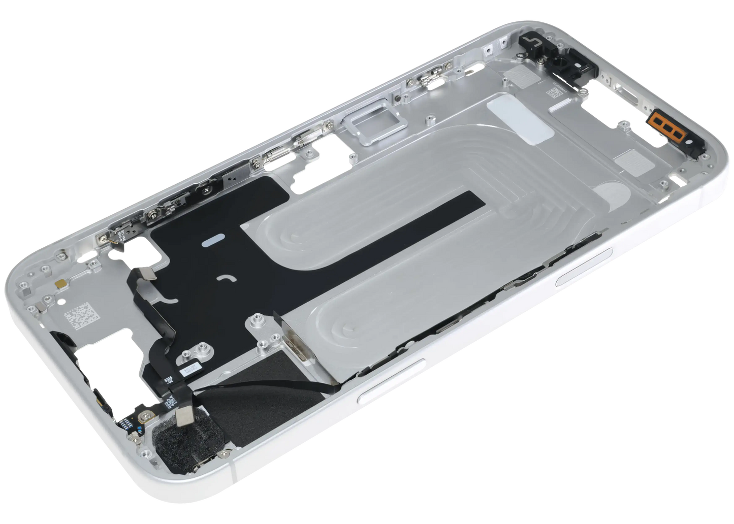 Mid-Frame Housing W/ Small Parts For iPhone 16 Plus (EU / Global Version) (Used OEM Pull: Grade C) (White)