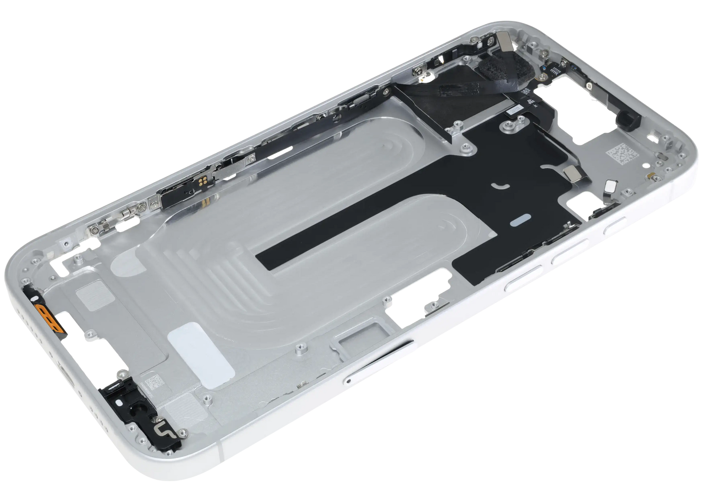 Mid-Frame Housing W/ Small Parts For iPhone 16 Plus (EU / Global Version) (Used OEM Pull: Grade C) (White)