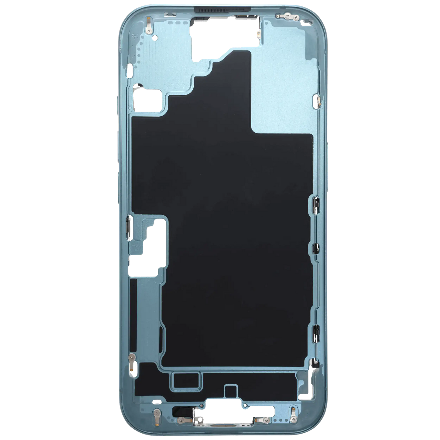 Mid-Frame Housing W/ Charging Port Flex & Small Parts For iPhone 16 (US Version) (Used OEM Pull: Grade B) (Teal)