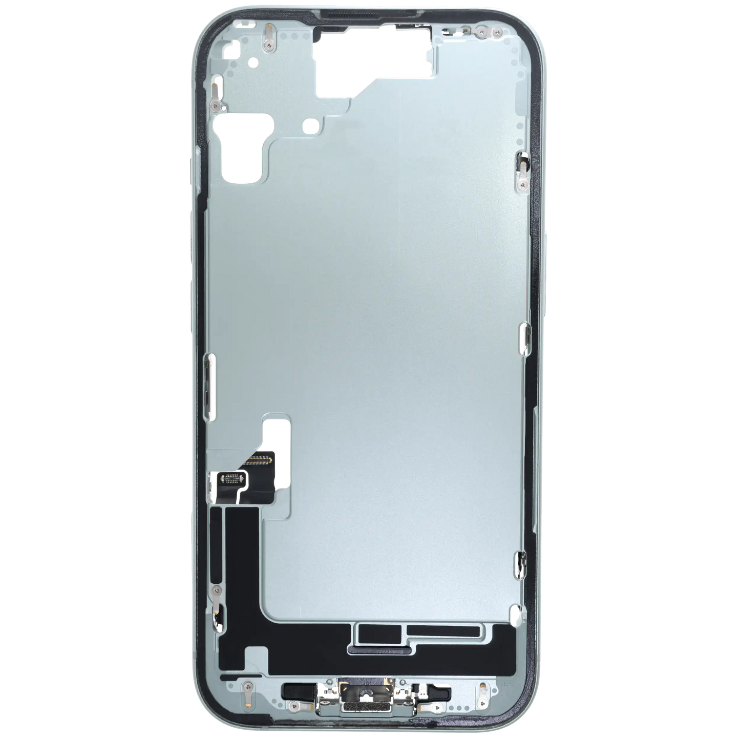 Mid-Frame Housing W/ Charging Port Flex & Small Parts For iPhone 15 (EU / Global Version) (Used OEM Pull: Grade B) (Green)