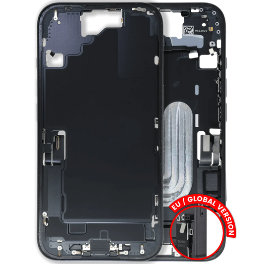 Mid-Frame Housing W/ Charging Port Flex & Small Parts For iPhone 16 (EU / Global Version) (Used OEM Pull: Grade A) (Black)
