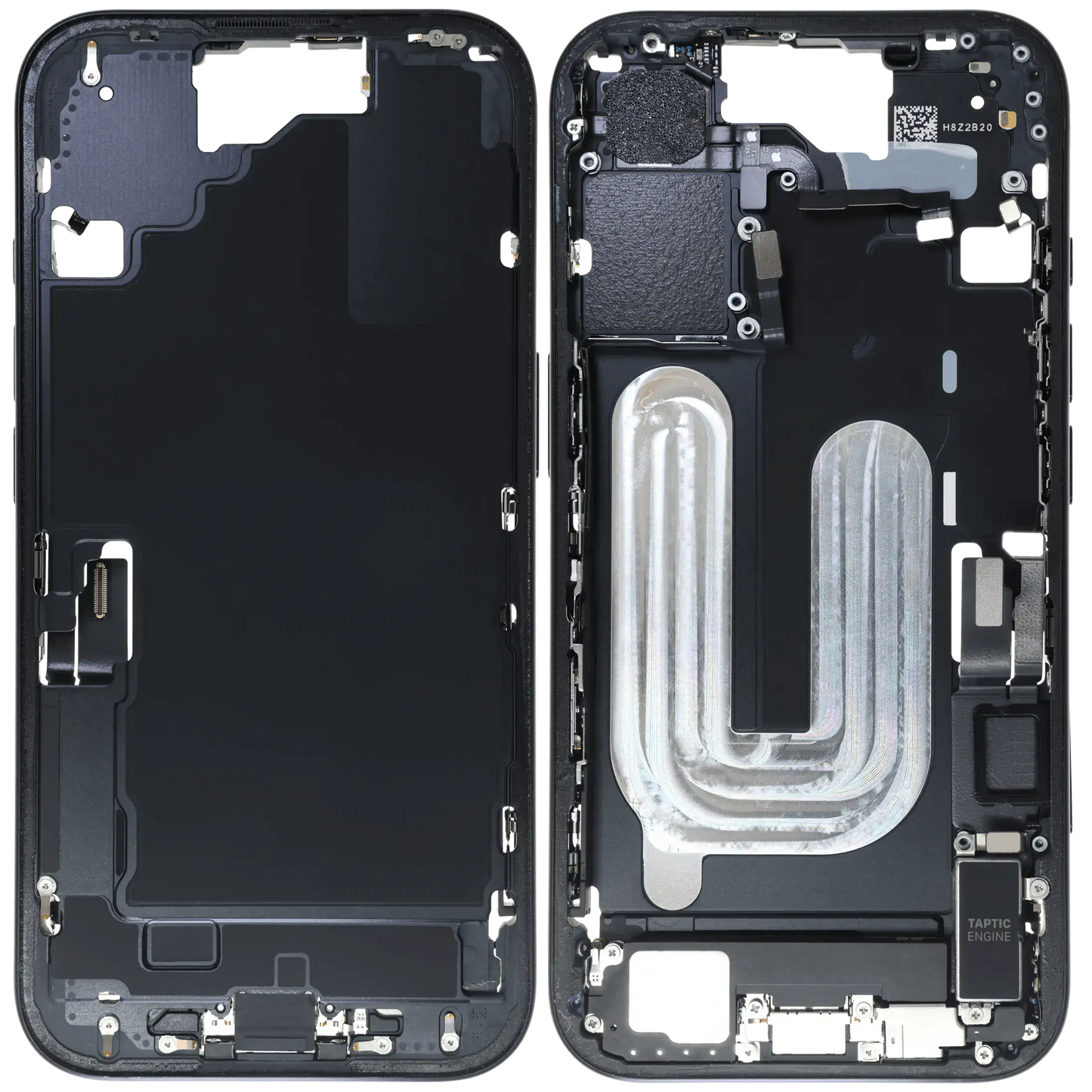 Mid-Frame Housing W/ Charging Port Flex & Small Parts For iPhone 16 (EU / Global Version) (Used OEM Pull: Grade A) (Black)