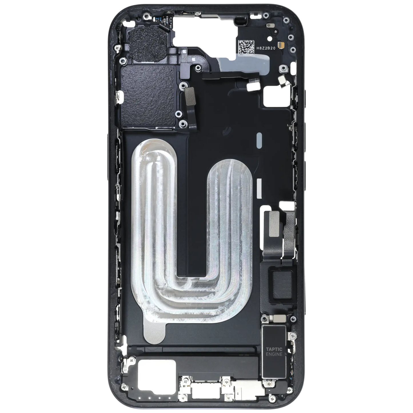 Mid-Frame Housing W/ Charging Port Flex & Small Parts For iPhone 16 (EU / Global Version) (Used OEM Pull: Grade A) (Black)