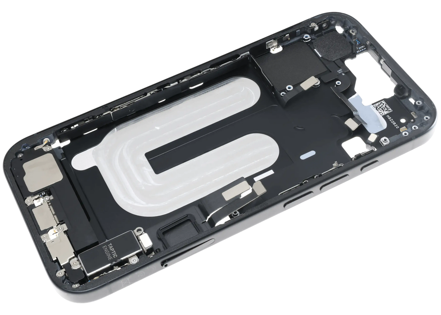 Mid-Frame Housing W/ Charging Port Flex & Small Parts For iPhone 16 (EU / Global Version) (Used OEM Pull: Grade A) (Black)
