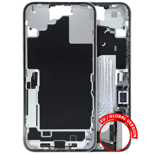 Mid-Frame Housing W/ Charging Port Flex & Small Parts For iPhone 16 Plus (EU / Global Version) (Used OEM Pull: Grade C) (White)