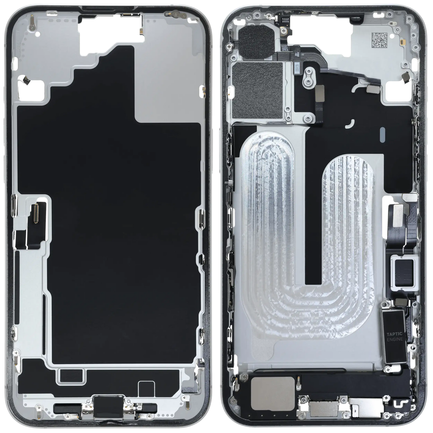 Mid-Frame Housing W/ Charging Port Flex & Small Parts For iPhone 16 Plus (EU / Global Version) (Used OEM Pull: Grade C) (White)