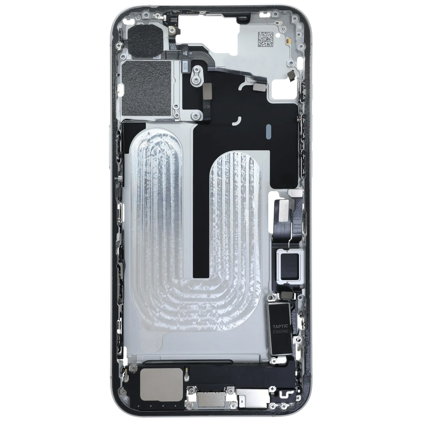 Mid-Frame Housing W/ Charging Port Flex & Small Parts For iPhone 16 Plus (EU / Global Version) (Used OEM Pull: Grade C) (White)