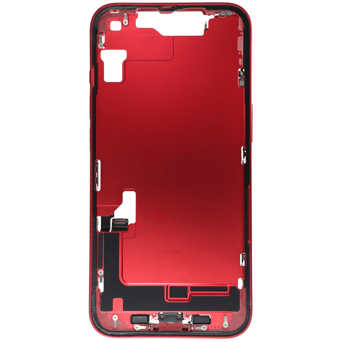 Mid-Frame Housing W/ Charging Port Flex & Small Parts For iPhone 14 (EU / Global Version) (Used OEM Pull: Grade C) (Red)