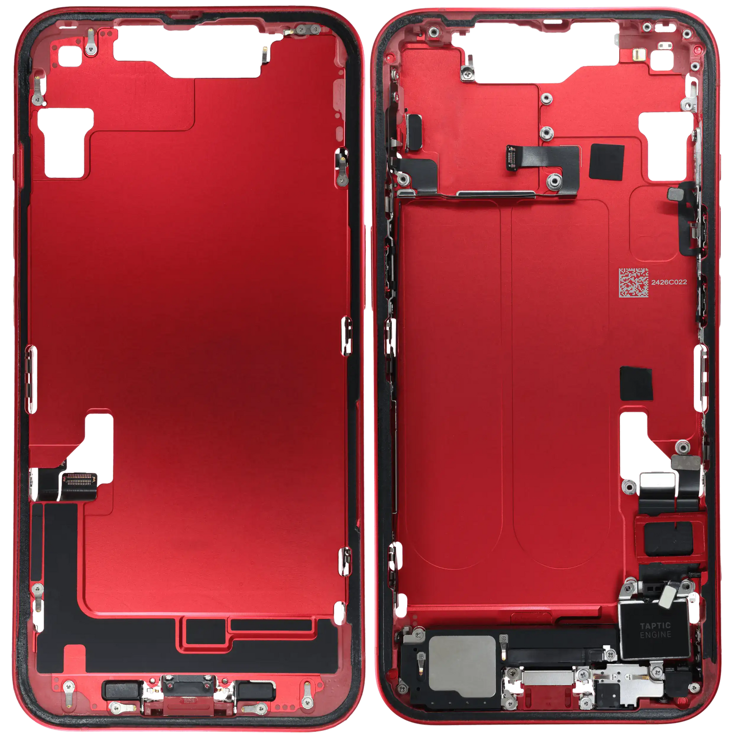 Mid-Frame Housing W/ Charging Port Flex & Small Parts For iPhone 14 (EU / Global Version) (Used OEM Pull: Grade C) (Red)