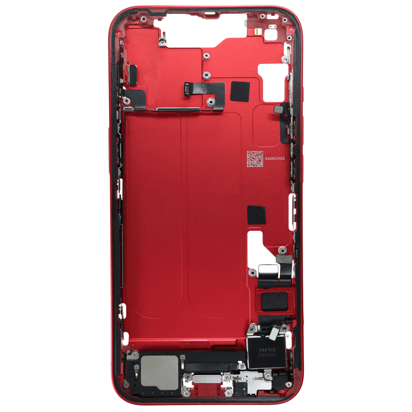 Mid-Frame Housing W/ Charging Port Flex & Small Parts For iPhone 14 (EU / Global Version) (Used OEM Pull: Grade C) (Red)
