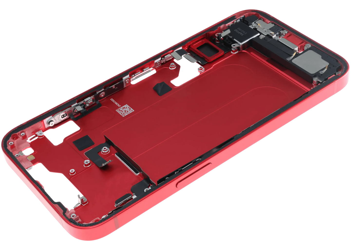 Mid-Frame Housing W/ Charging Port Flex & Small Parts For iPhone 14 (EU / Global Version) (Used OEM Pull: Grade C) (Red)