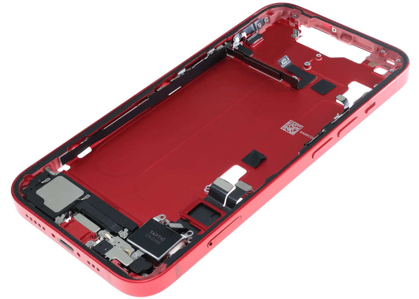 Mid-Frame Housing W/ Charging Port Flex & Small Parts For iPhone 14 (EU / Global Version) (Used OEM Pull: Grade C) (Red)
