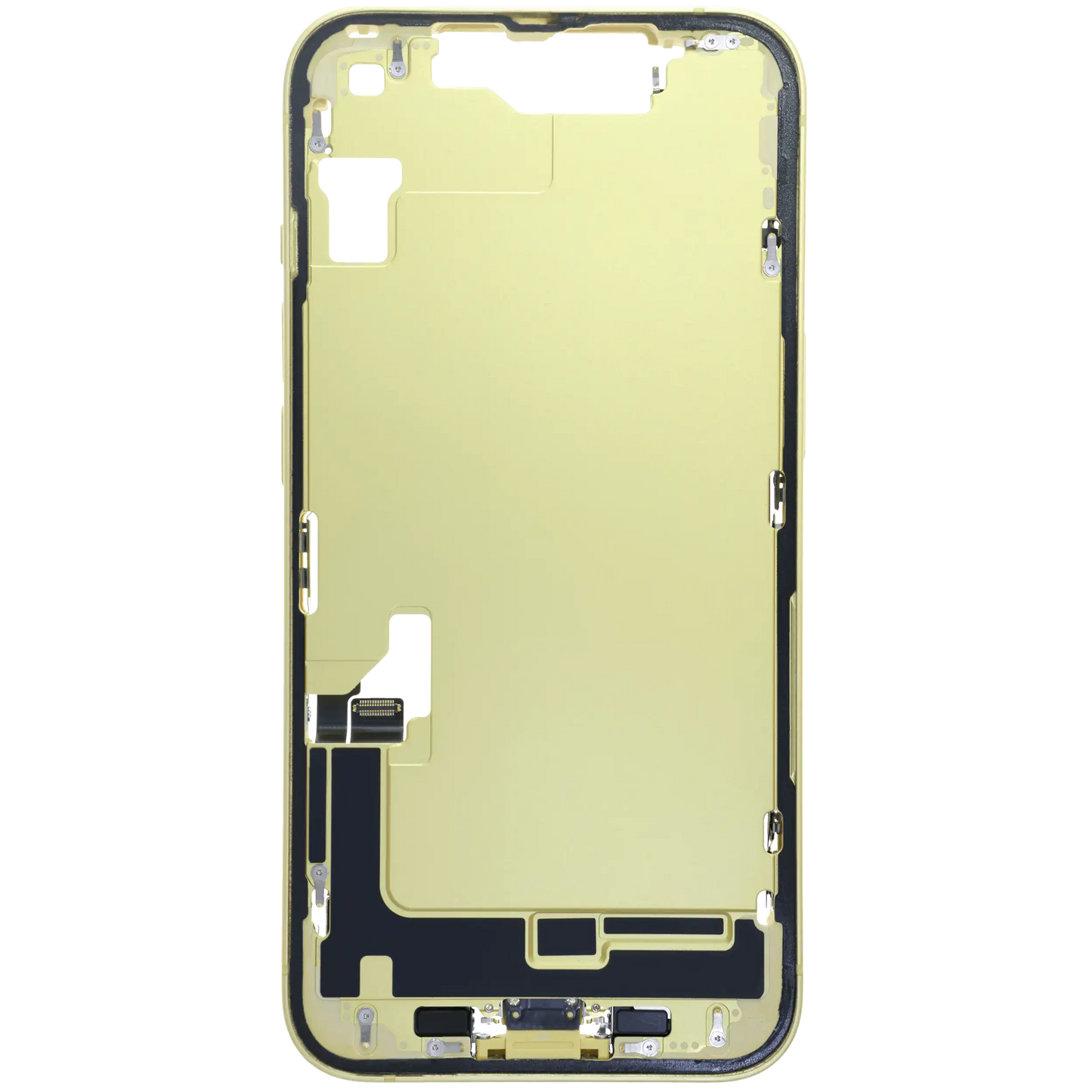 Mid-Frame Housing W/ Charging Port Flex & Small Parts For iPhone 14 (EU / Global Version) (Used OEM Pull: Grade C) (Yellow)