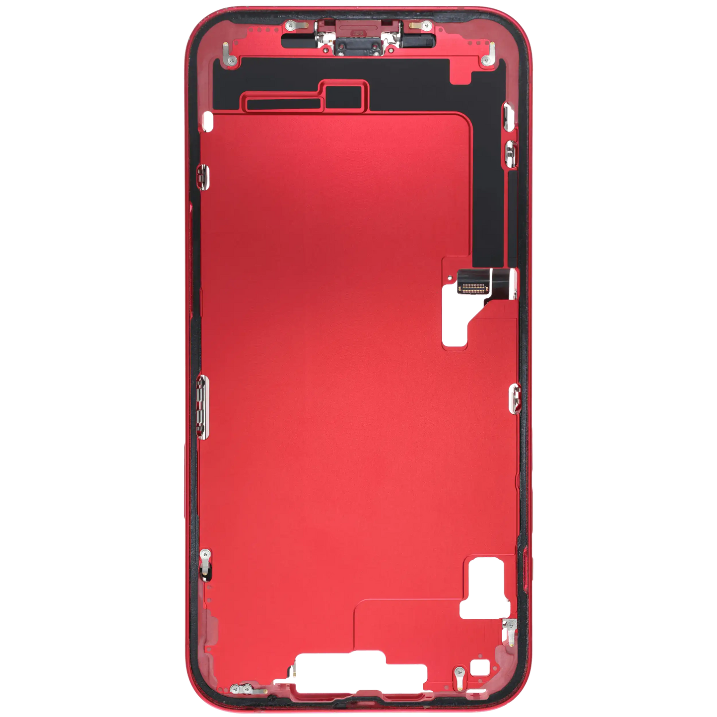 Mid-Frame Housing W/ Charging Port Flex & Small Parts For iPhone 14 Plus (EU / Global Version) (Used OEM Pull: Grade C) (Red)