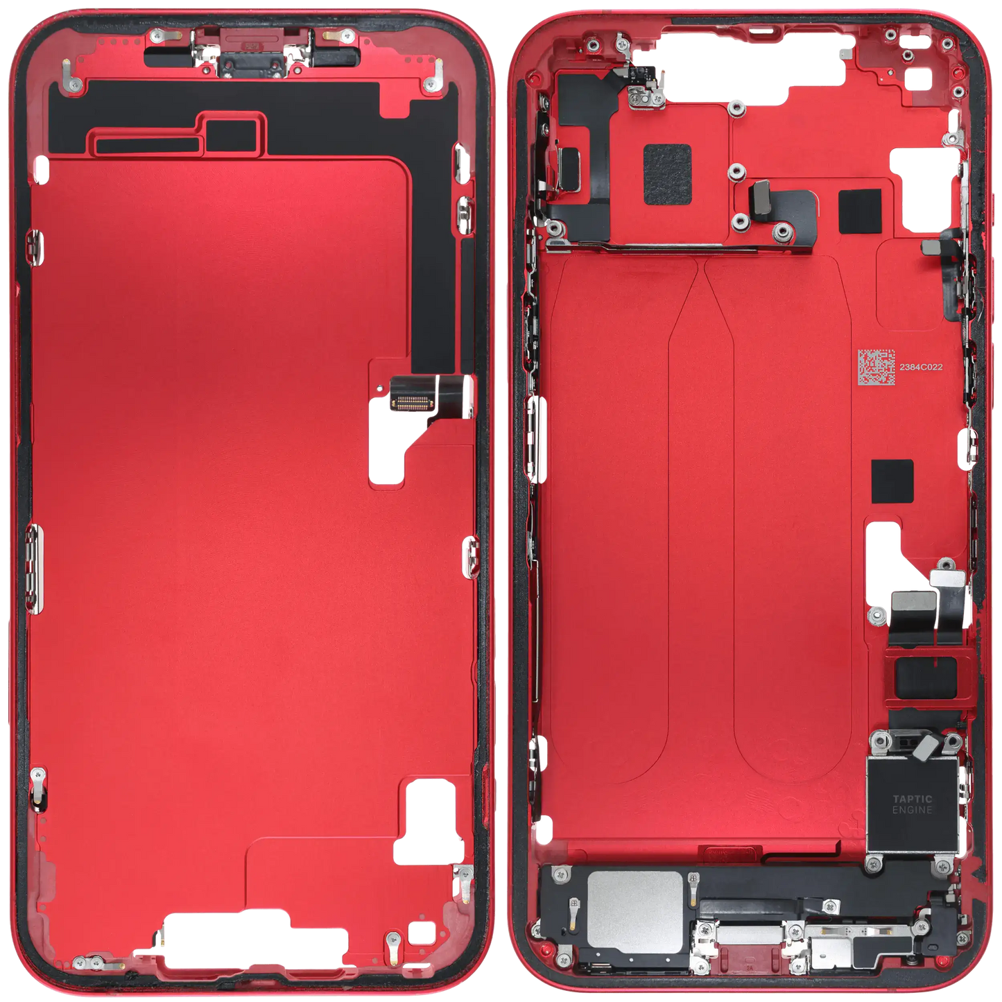 Mid-Frame Housing W/ Charging Port Flex & Small Parts For iPhone 14 Plus (EU / Global Version) (Used OEM Pull: Grade C) (Red)