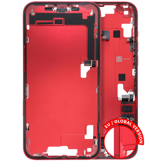 Mid-Frame Housing W/ Charging Port Flex & Small Parts For iPhone 14 Plus (EU / Global Version) (Used OEM Pull: Grade C) (Red)