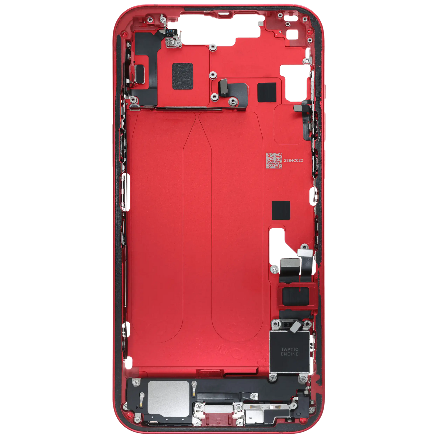 Mid-Frame Housing W/ Charging Port Flex & Small Parts For iPhone 14 Plus (EU / Global Version) (Used OEM Pull: Grade C) (Red)