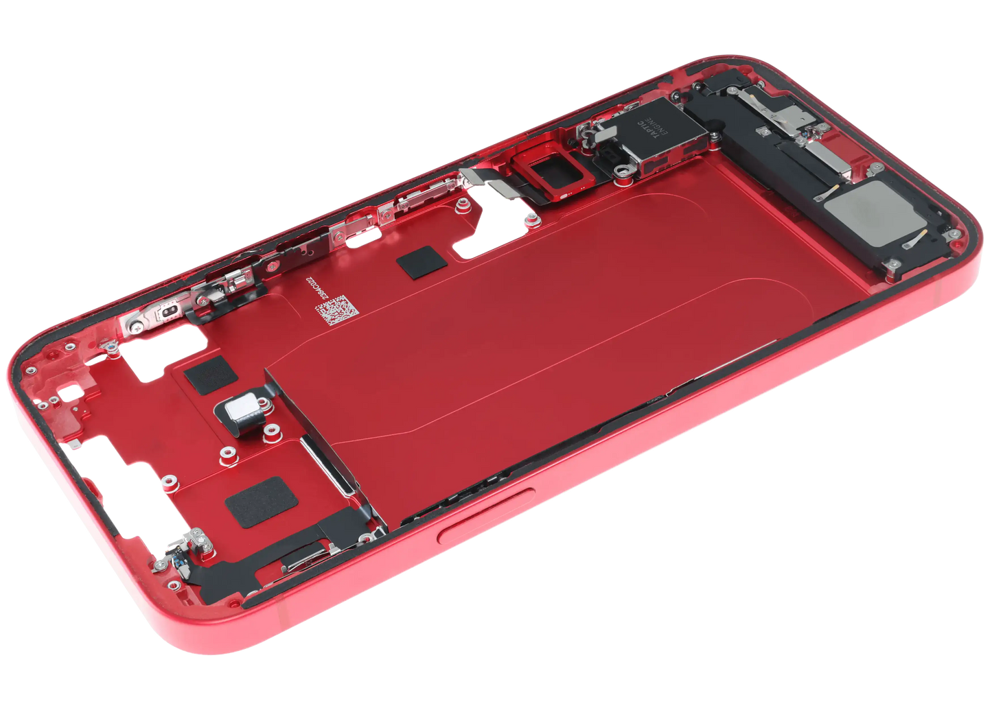Mid-Frame Housing W/ Charging Port Flex & Small Parts For iPhone 14 Plus (EU / Global Version) (Used OEM Pull: Grade C) (Red)