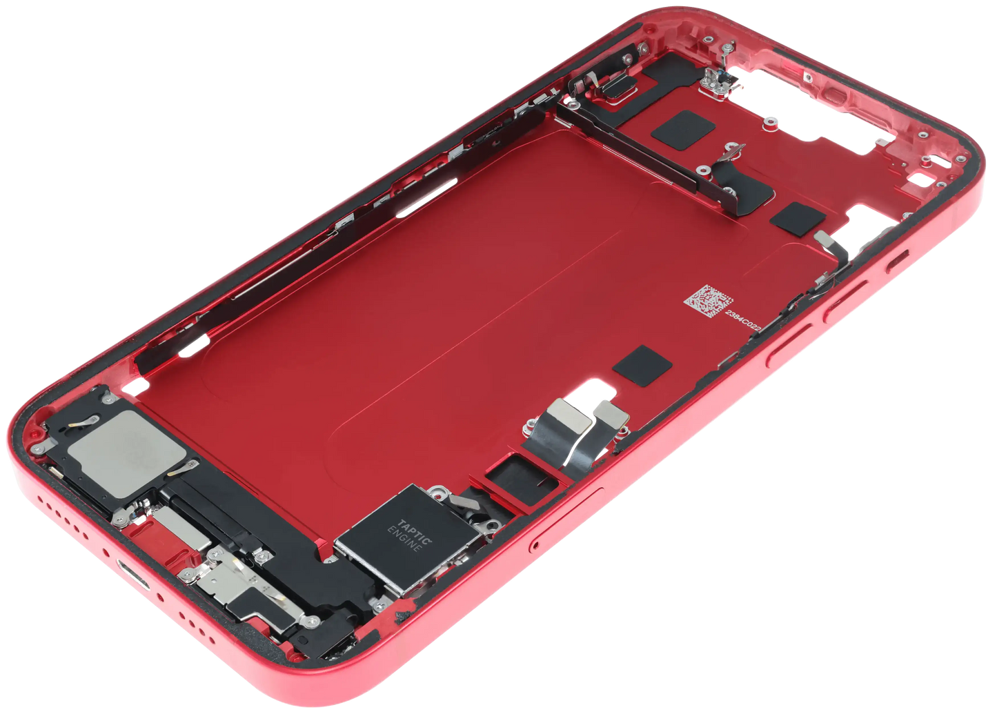Mid-Frame Housing W/ Charging Port Flex & Small Parts For iPhone 14 Plus (EU / Global Version) (Used OEM Pull: Grade C) (Red)