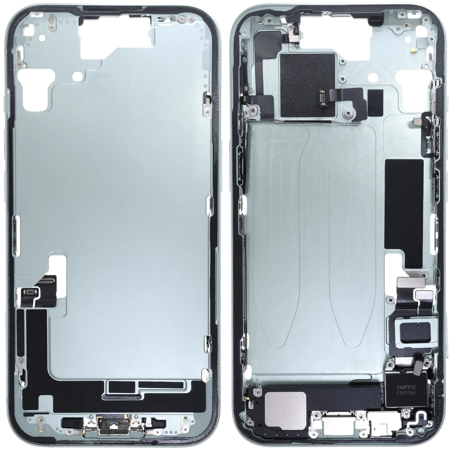 Mid-Frame Housing W/ Charging Port Flex & Small Parts For iPhone 15 (EU / Global Version) (Used OEM Pull: Grade A) (Green)