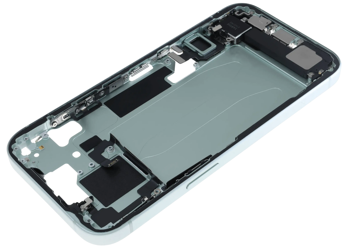 Mid-Frame Housing W/ Charging Port Flex & Small Parts For iPhone 15 (EU / Global Version) (Used OEM Pull: Grade A) (Green)