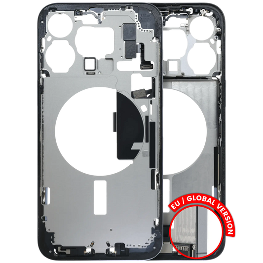 Mid-Frame Housing W/ Charging Port Flex & Small Parts For iPhone 15 Pro Max (EU / Global Version) (Used OEM Pull: Grade C) (Blue Titanium)
