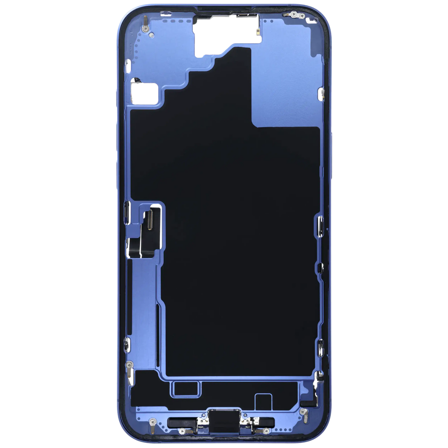 Mid-Frame Housing W/ Charging Port Flex & Small Parts For iPhone 16 Plus (EU / Global Version) (Used OEM Pull: Grade A) (Ultramarine)