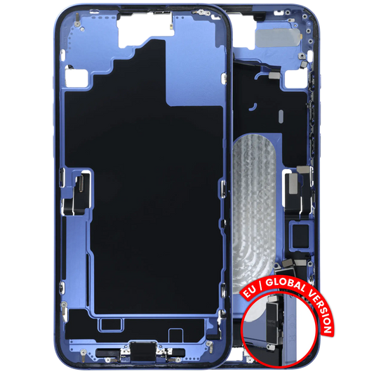 Mid-Frame Housing W/ Charging Port Flex & Small Parts For iPhone 16 Plus (EU / Global Version) (Used OEM Pull: Grade A) (Ultramarine)