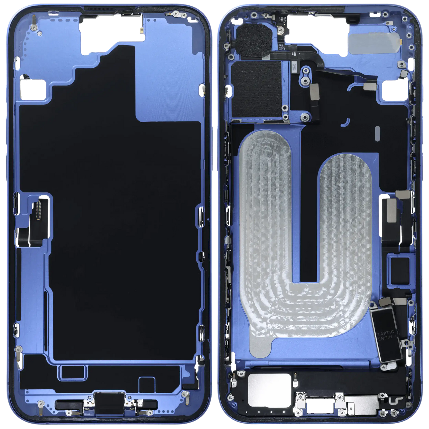 Mid-Frame Housing W/ Charging Port Flex & Small Parts For iPhone 16 Plus (EU / Global Version) (Used OEM Pull: Grade A) (Ultramarine)