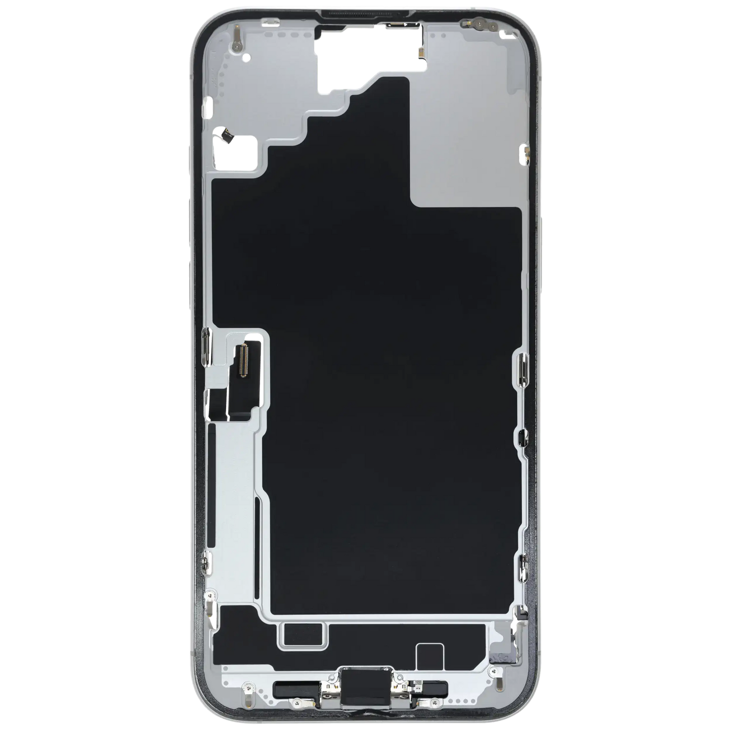 Mid-Frame Housing W/ Charging Port Flex & Small Parts For iPhone 16 Plus (EU / Global Version) (Used OEM Pull: Grade B) (White)