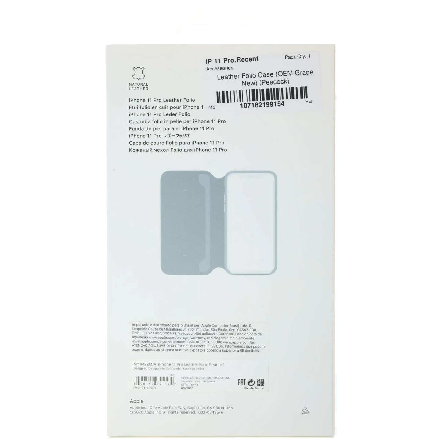 Apple Leather Folio Case for iPhone 11 Pro (OEM Brand New, Retail Packaging) (Peacock)