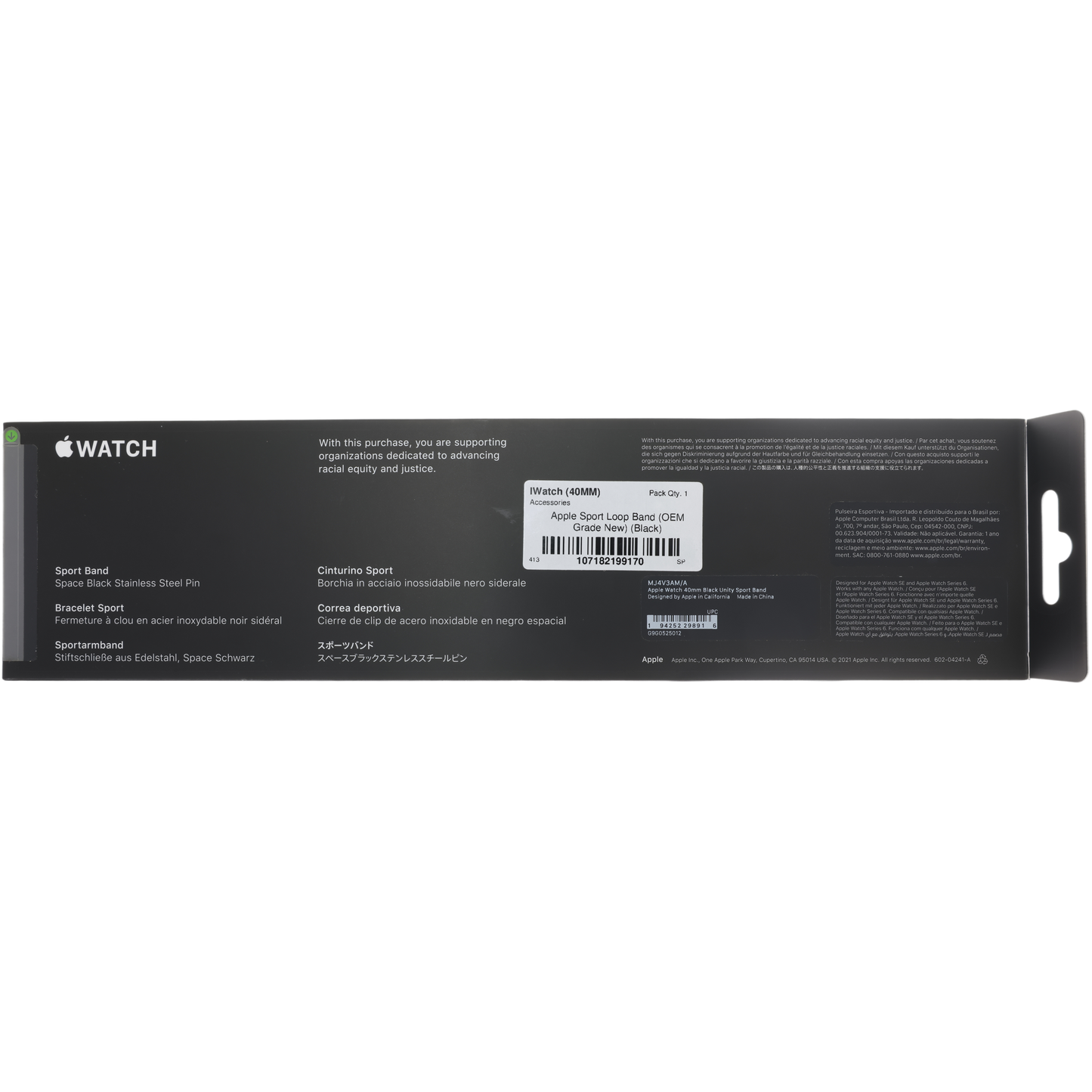 Apple Sport Loop Band For Apple Watch 40MM (OEM Brand New, Retail Packaging) (Black)