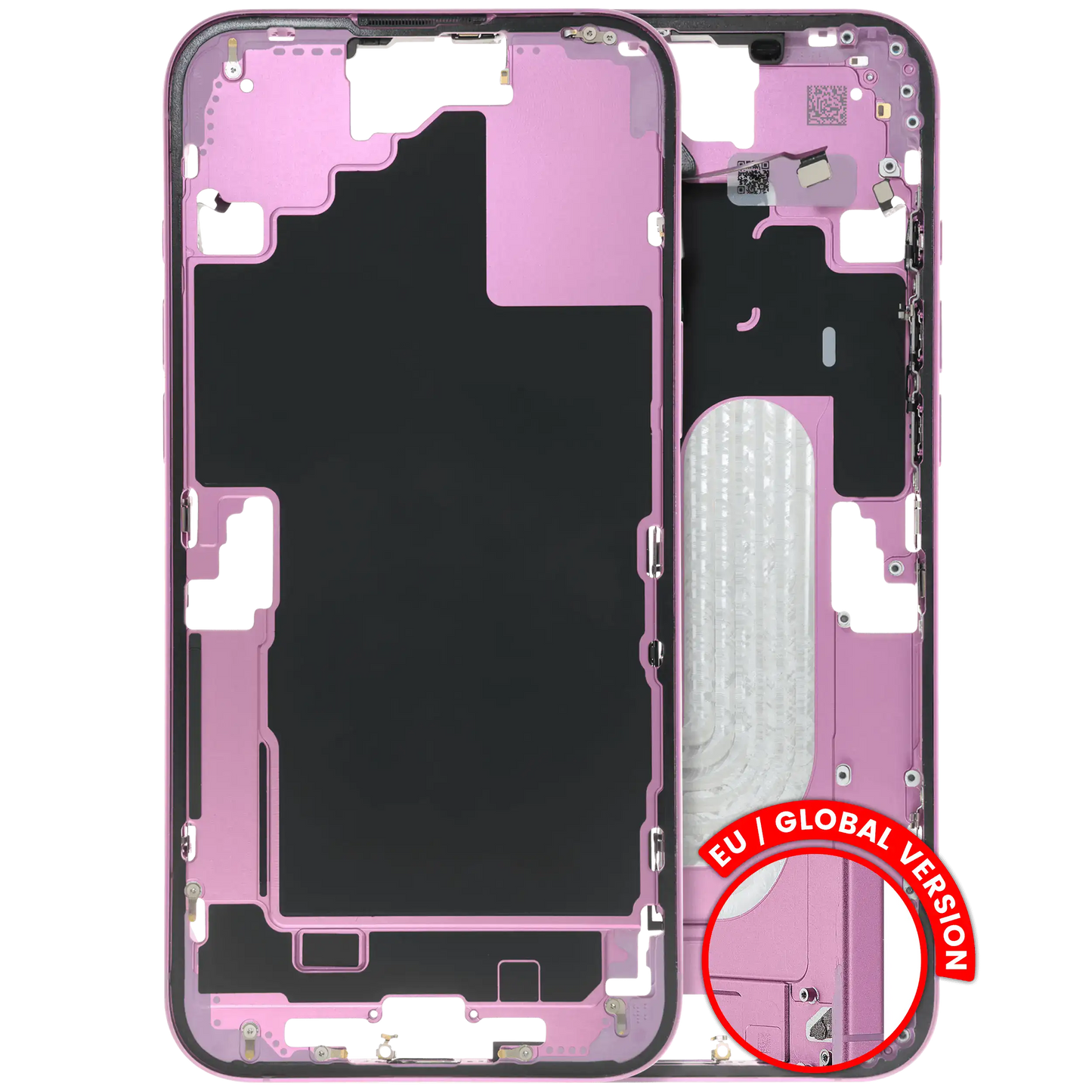 Mid-Frame Housing W/ Small Parts For iPhone 16 Plus (US Version) (Used OEM Pull: Grade B) (Pink)