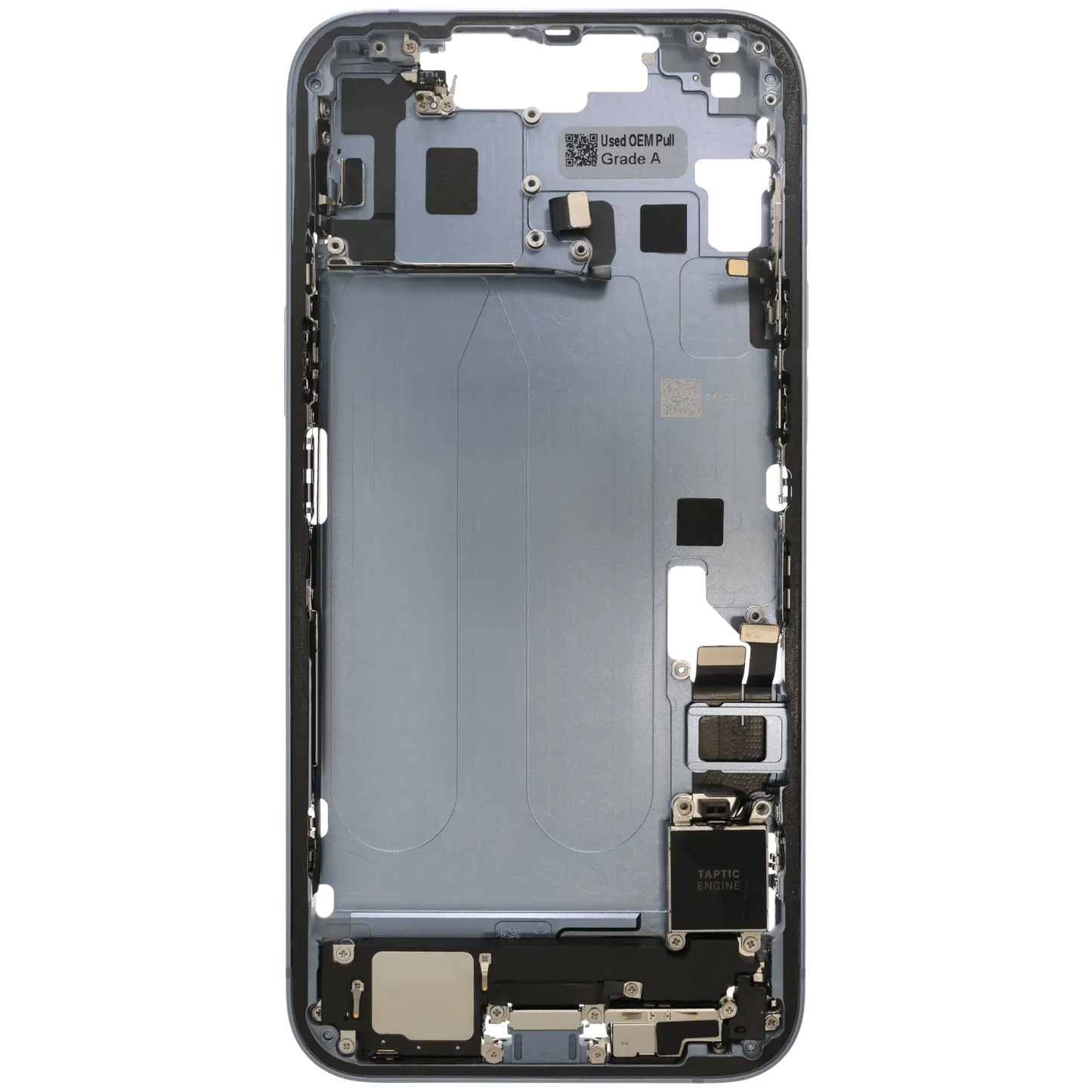 Mid-Frame Housing W/ Charging Port Flex & Small Parts For iPhone 14 Plus (EU / Global Version) (Used OEM Pull: Grade A) (Blue)