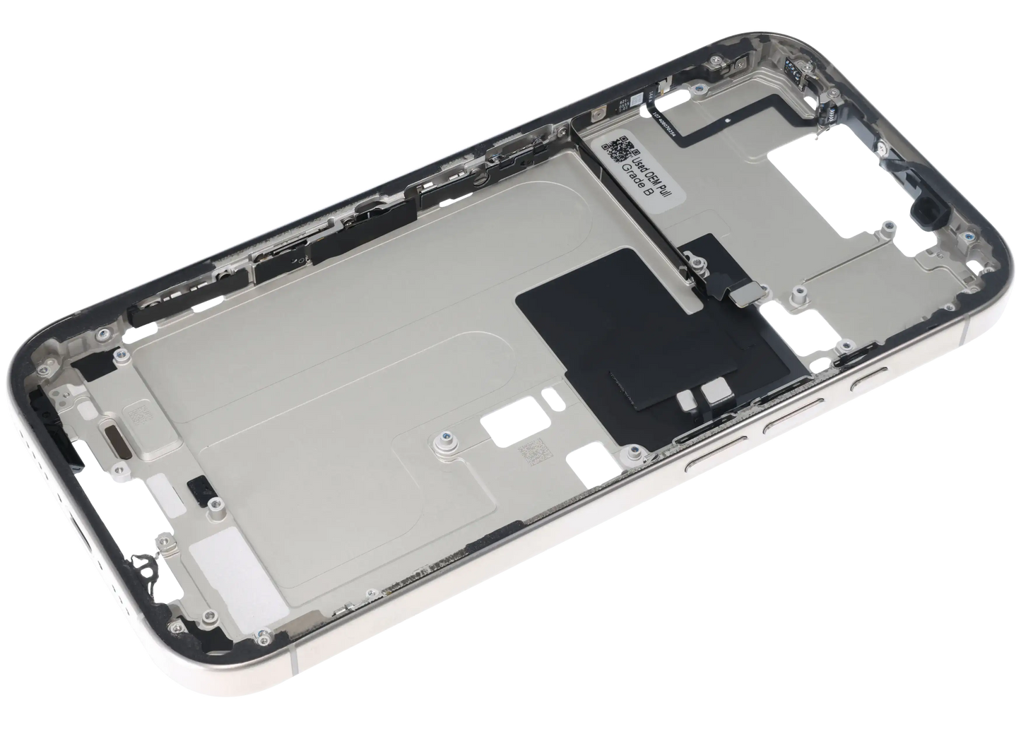 Mid-Frame Housing W/ Small Parts For iPhone 16 Pro (US Version) (Used OEM Pull: Grade B) (Natural Titanium)