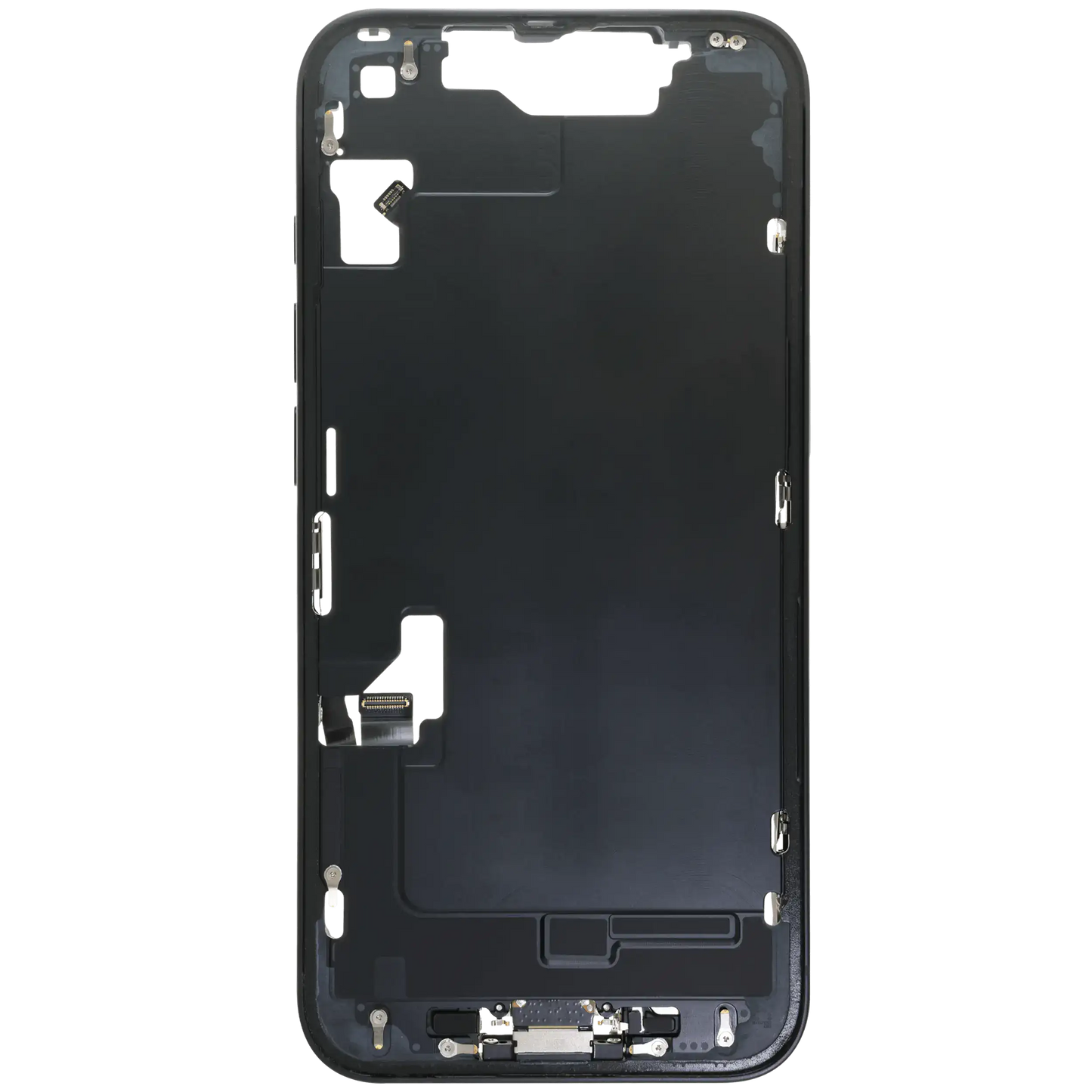 Mid-Frame Housing W/ Charging Port Flex & Small Parts For iPhone 16e (US Version) (Used OEM Pull: Grade A) (Black)