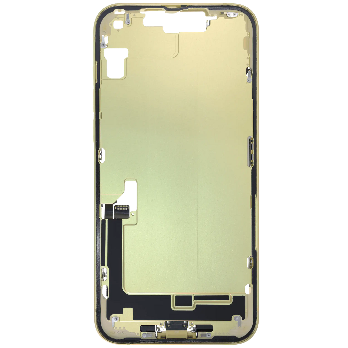 Mid-Frame Housing W/ Charging Port Flex & Small Parts For iPhone 14 Plus (EU / Global Version) (Used OEM Pull: Grade A) (Yellow)