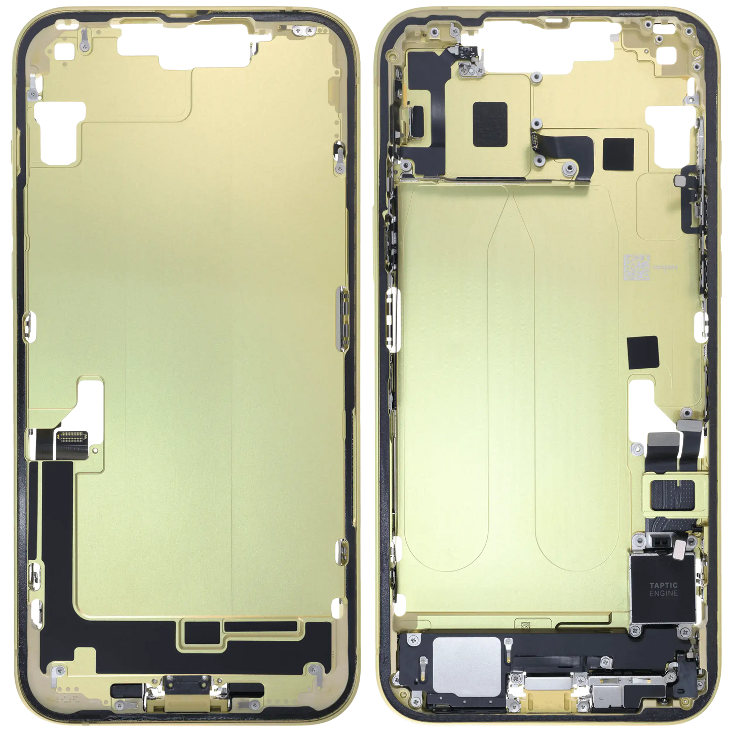 Mid-Frame Housing W/ Charging Port Flex & Small Parts For iPhone 14 Plus (EU / Global Version) (Used OEM Pull: Grade A) (Yellow)