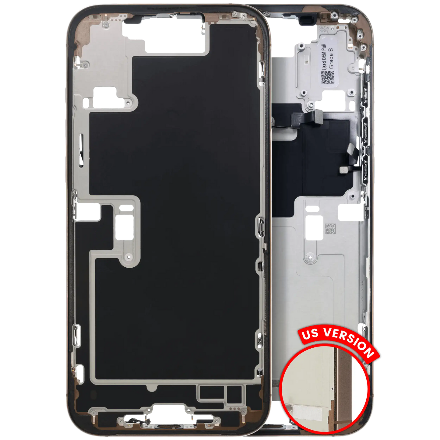 Mid-Frame Housing W/ Small Parts For iPhone 16 Pro Max (US Version) (Used OEM Pull: Grade A) (Desert Titanium)