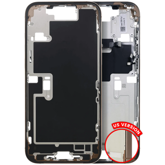 Mid-Frame Housing W/ Charging Port Flex & Small Parts For iPhone 16 Pro Max (US Version) (Used OEM Pull: Grade A) (Desert Titanium)