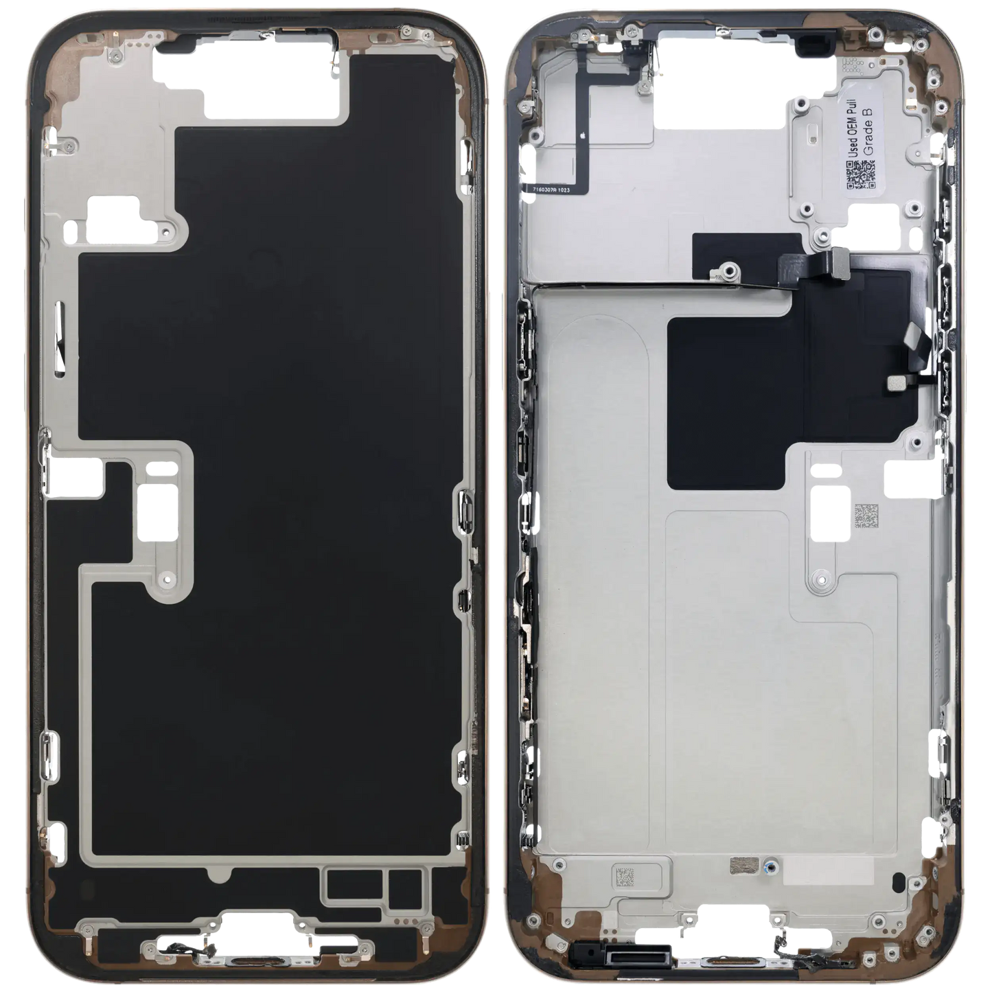 Mid-Frame Housing W/ Small Parts For iPhone 16 Pro Max (US Version) (Used OEM Pull: Grade C) (Desert Titanium)
