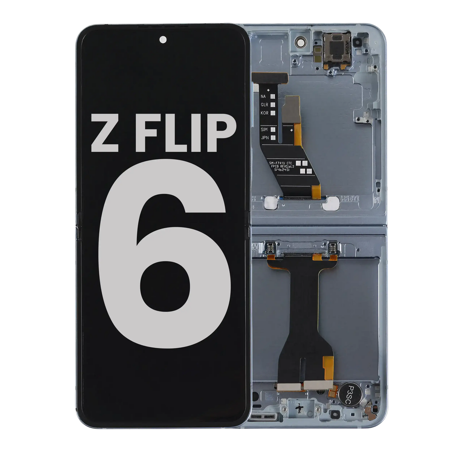 Inner OLED Assembly With Frame For Samsung Galaxy Z Flip 6 5G (US & International) (Used OEM Pull : Grade B/C) (Blue)