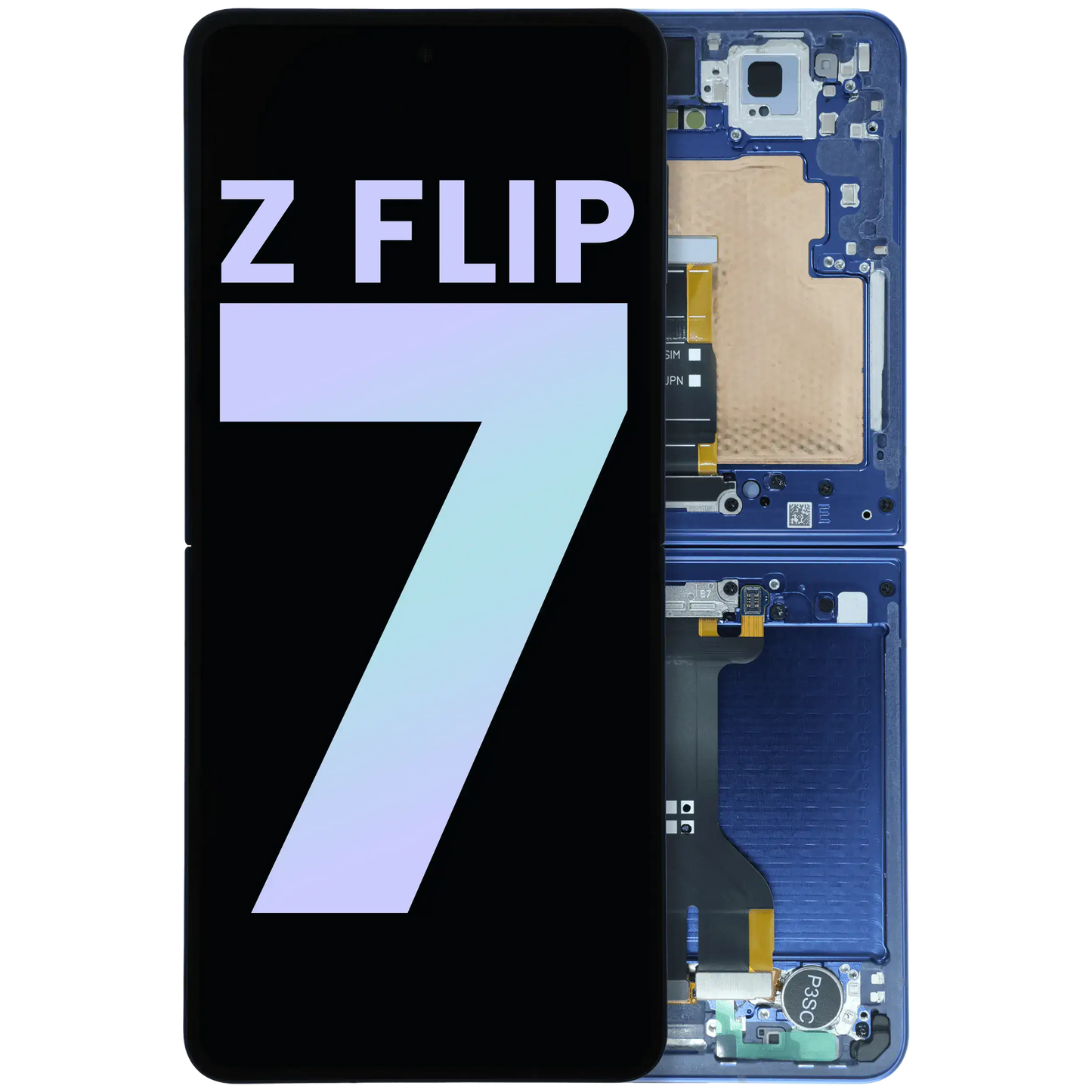 Inner OLED Assembly With Frame For Samsung Galaxy Z Flip 7 5G (US & International) (Service Pack) (Blue Shadow) - Replacement iPhone Parts