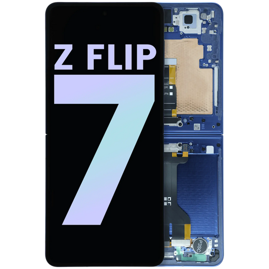 Inner OLED Assembly With Frame For Samsung Galaxy Z Flip 7 5G (US & International) (Service Pack) (Blue Shadow) - Replacement iPhone Parts