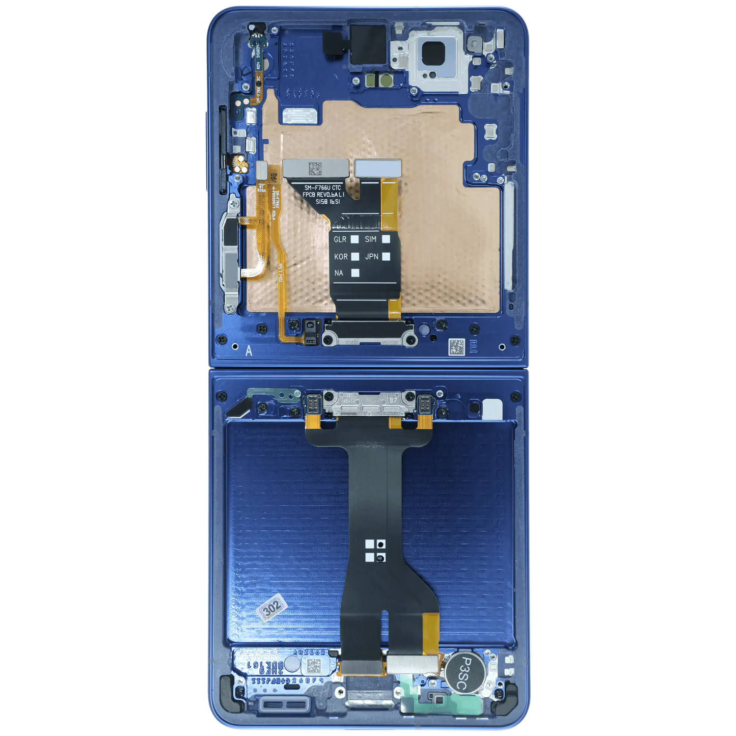 Inner OLED Assembly With Frame For Samsung Galaxy Z Flip 7 5G (US & International) (Service Pack) (Blue Shadow) - Replacement iPhone Parts