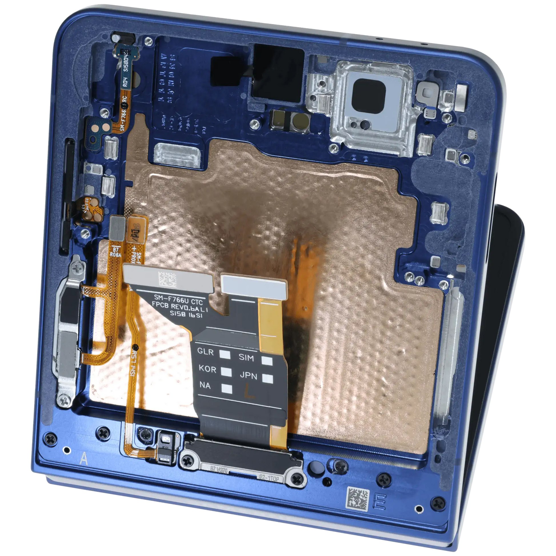 Inner OLED Assembly With Frame For Samsung Galaxy Z Flip 7 5G (US & International) (Service Pack) (Blue Shadow) - Replacement iPhone Parts